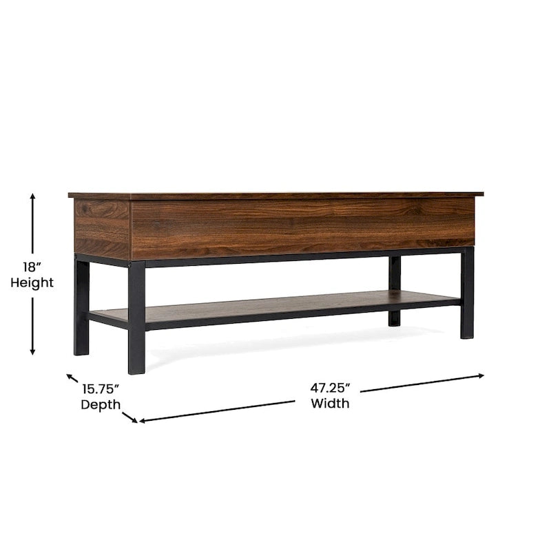 Banc de rangement d'entrée de style ferme moderne avec étagère inférieure