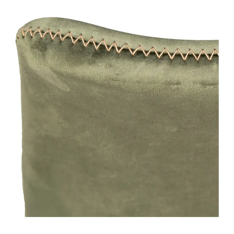 Chaise de salle à manger latérale Hazel en velours, pieds coniques noirs, vert olive