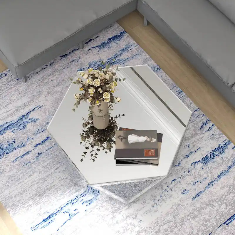 Table basse miroir - Table d'appoint diamant de cristal