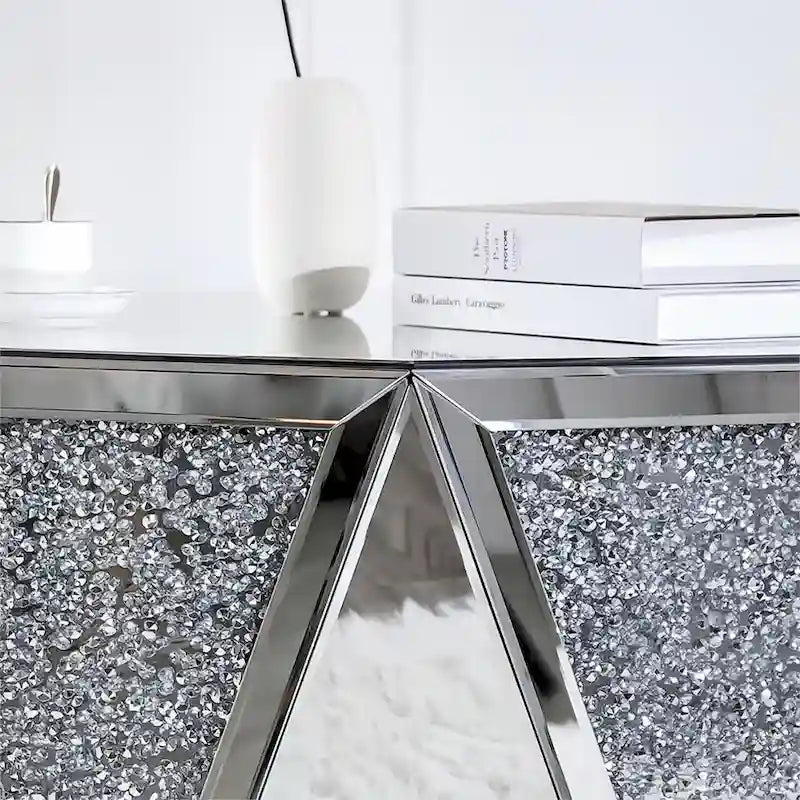 Table basse miroir - Table d'appoint diamant de cristal