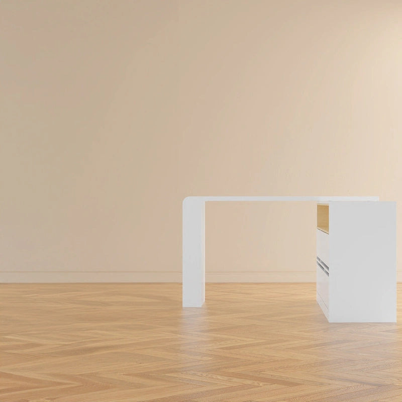 Coiffeuse Blanche Meuble Multifonctionnel Bureau à Domicile Rotatif d'Angle