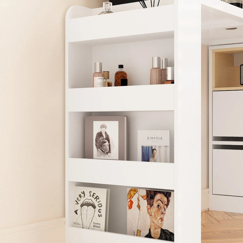Coiffeuse Blanche Meuble Multifonctionnel Bureau à Domicile Rotatif d'Angle