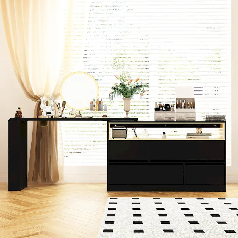 Coiffeuse Blanche Meuble Multifonctionnel Bureau à Domicile Rotatif d'Angle