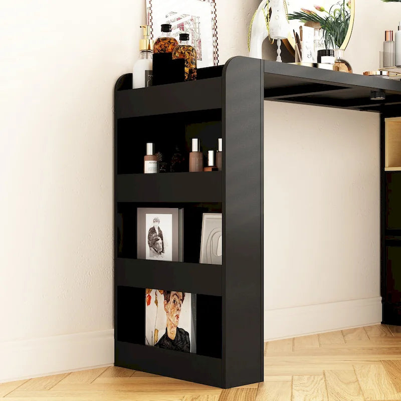 Coiffeuse Blanche Meuble Multifonctionnel Bureau à Domicile Rotatif d'Angle