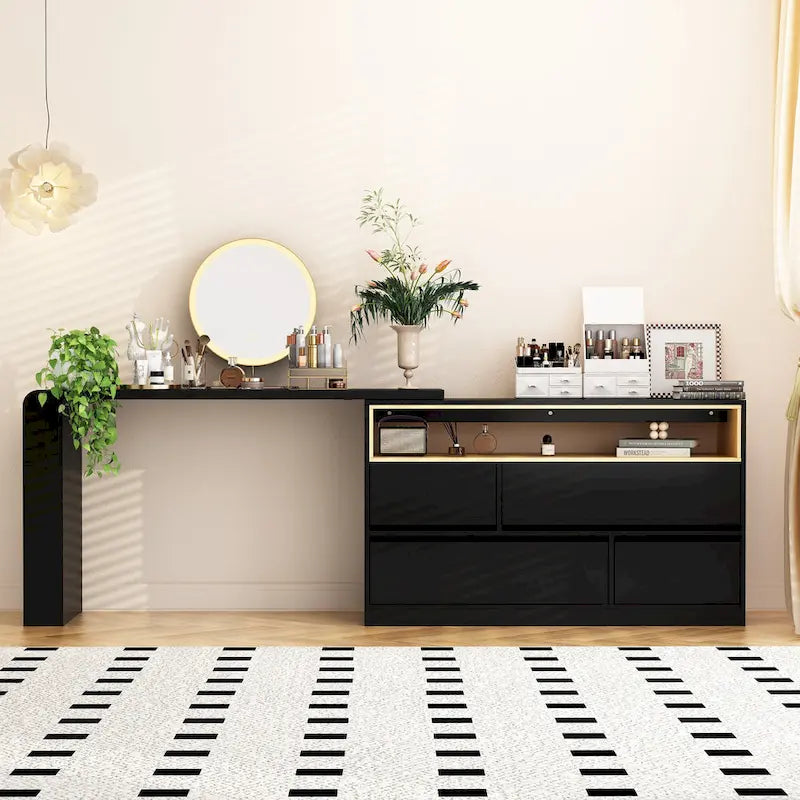 Coiffeuse Blanche Meuble Multifonctionnel Bureau à Domicile Rotatif d'Angle