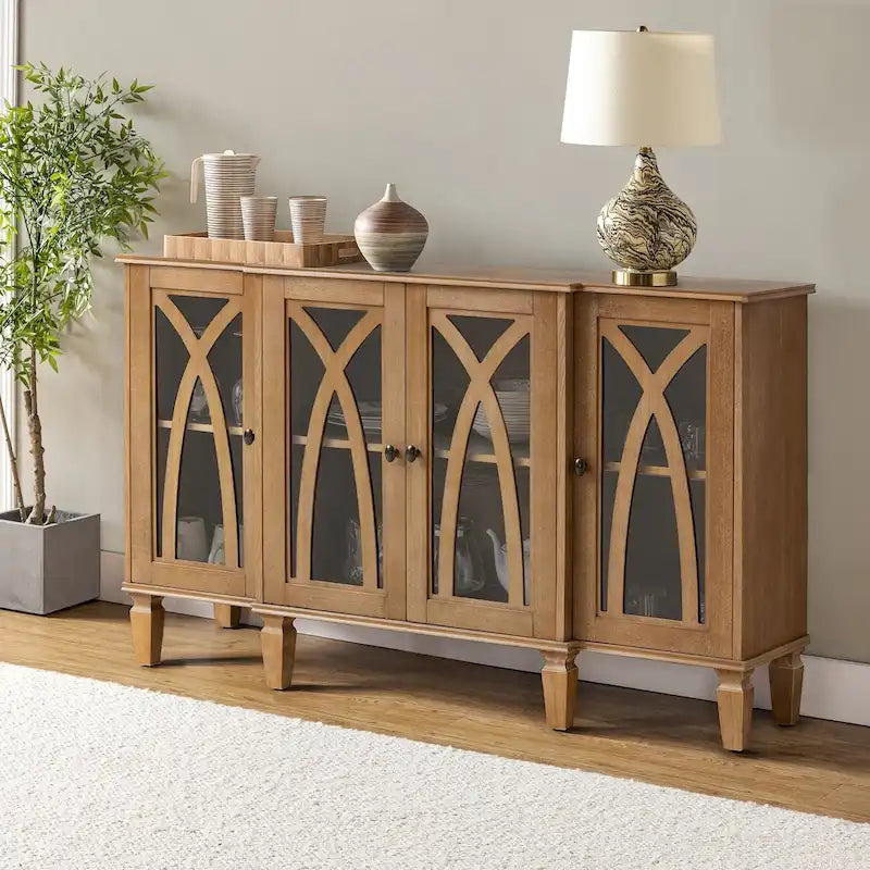 Buffet Katie 60 de style rustique avec portes en verre de HULALA HOME