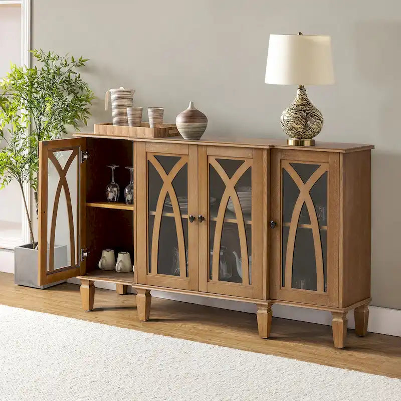 Buffet Katie 60 de style rustique avec portes en verre de HULALA HOME