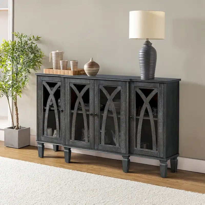 Buffet Katie 60 de style rustique avec portes en verre de HULALA HOME