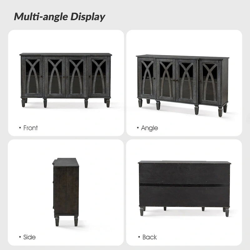 Buffet Katie 60 de style rustique avec portes en verre de HULALA HOME