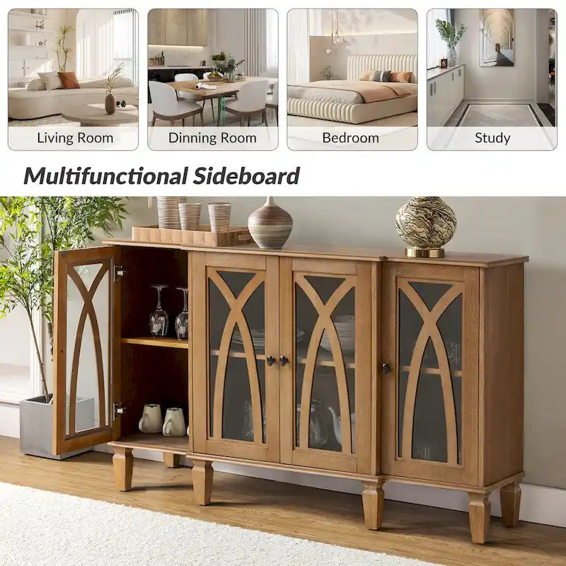 Buffet Katie 60 de style rustique avec portes en verre de HULALA HOME