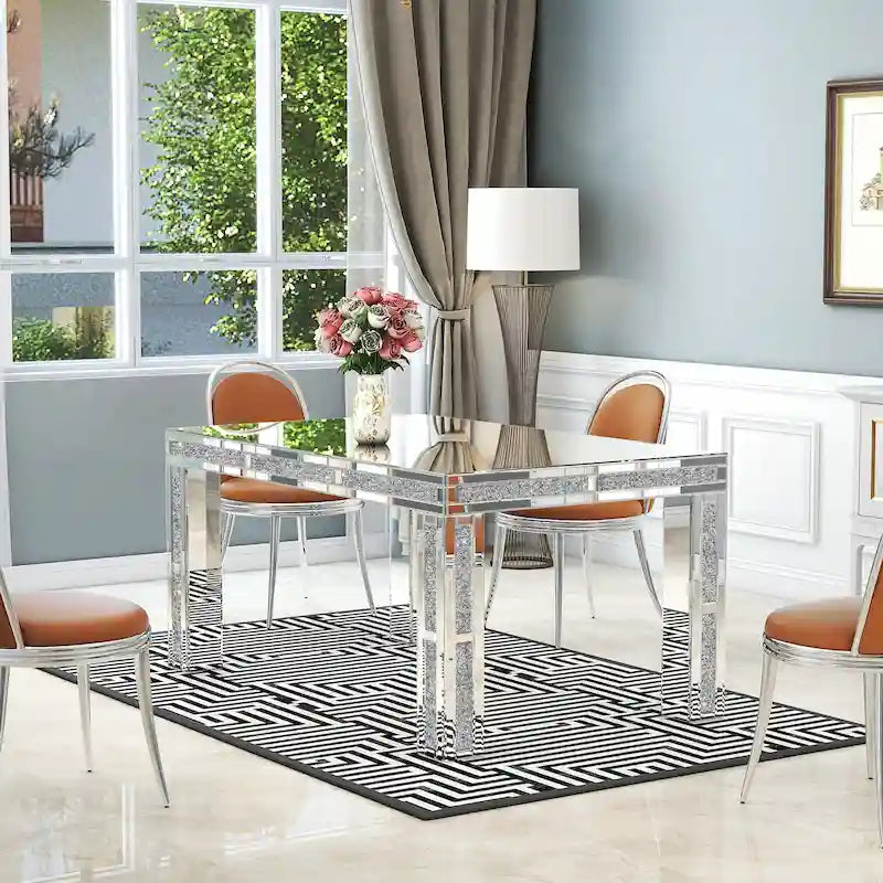 Table à manger rectangulaire avec plateau à effet diamant