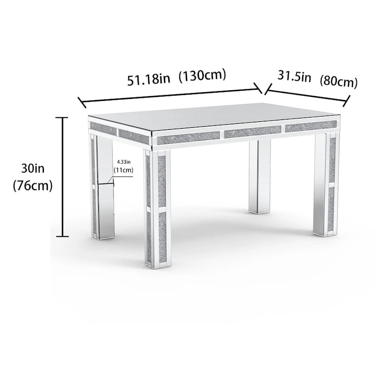 Table à manger rectangulaire avec plateau à effet diamant