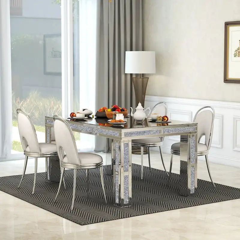 Table à manger rectangulaire avec plateau à effet diamant