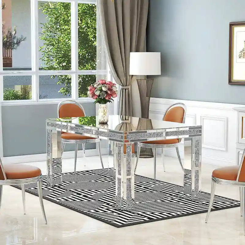 Table à manger rectangulaire avec plateau à effet diamant