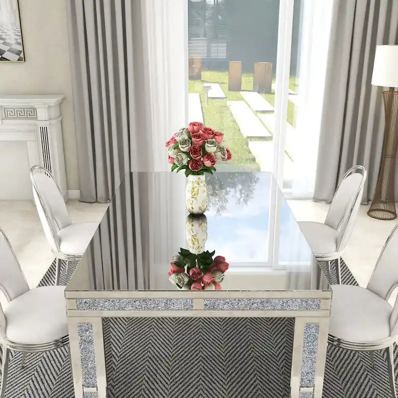 Table à manger rectangulaire avec plateau à effet diamant