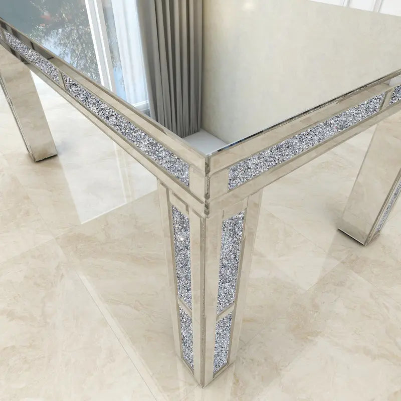 Table à manger rectangulaire avec plateau à effet diamant