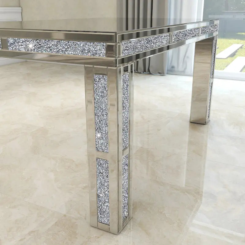Table à manger rectangulaire avec plateau à effet diamant