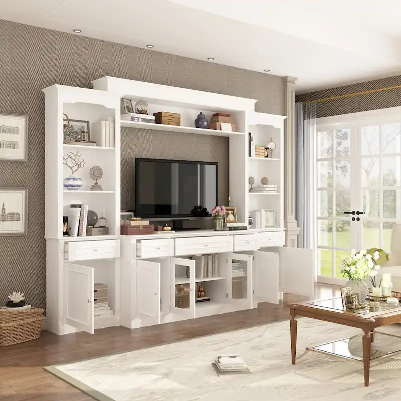 Étagères de grand centre de divertissement de 145 x 96,5 cm avec espace pour téléviseur