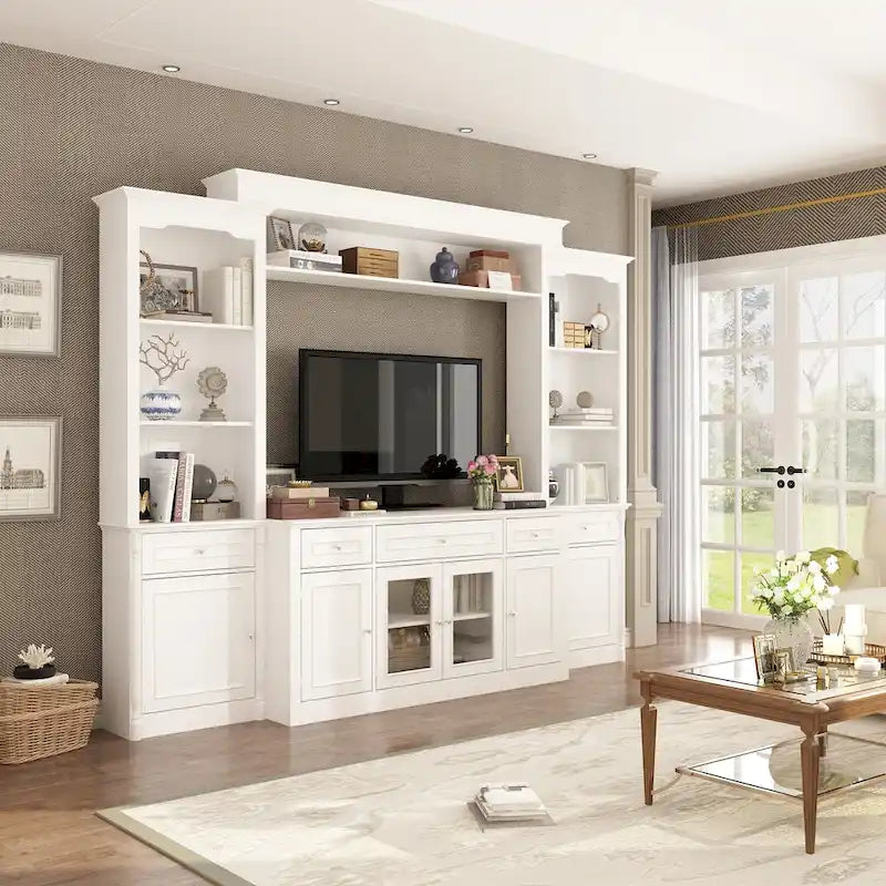 Étagères de grand centre de divertissement de 145 x 96,5 cm avec espace pour téléviseur