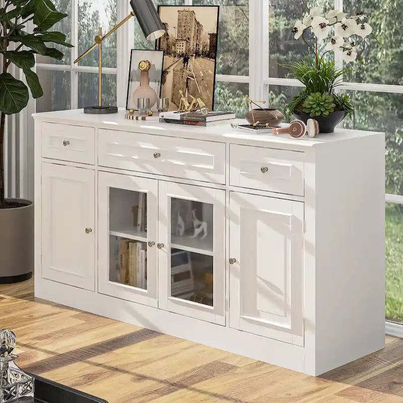 Étagères de grand centre de divertissement de 145 x 96,5 cm avec espace pour téléviseur