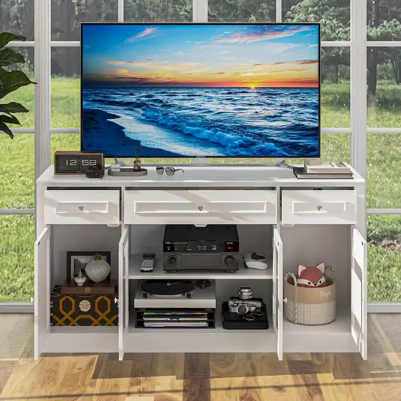 Étagères de grand centre de divertissement de 145 x 96,5 cm avec espace pour téléviseur