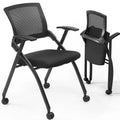 Chaise de conférence empilable à roulettes, Chaise de bureau pliante avec dossier rebondissant