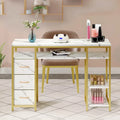 Moasis Coiffeuse Table d'ordinateur avec 3 tiroirs en tissu, Bureau de manucure