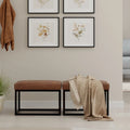 Banc Ottoman Rectangulaire Contemporain WYNDENHALL Kerwood de 66 cm de large en Faux Cuir