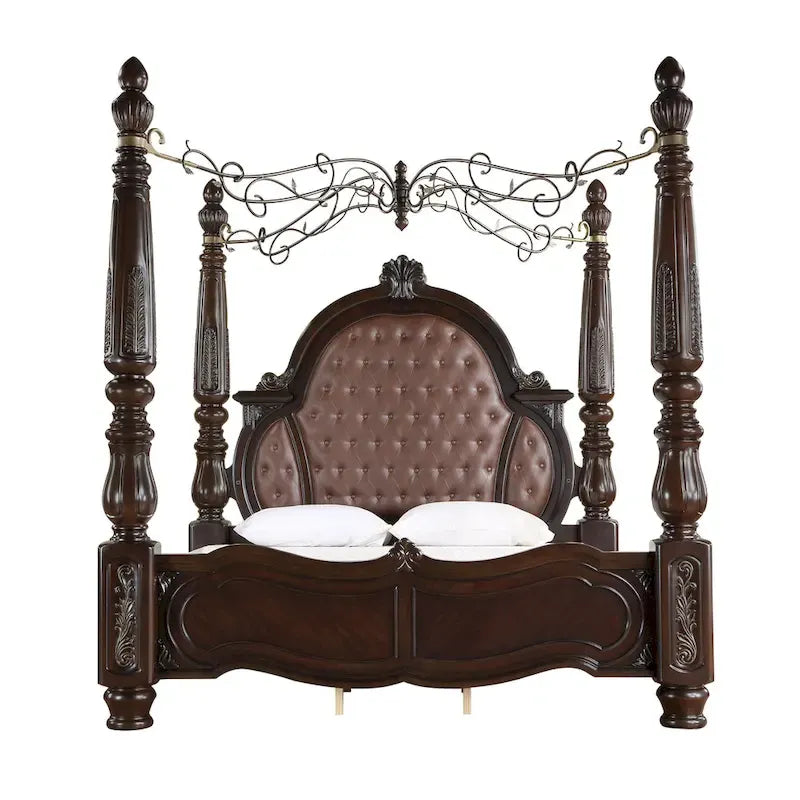 Lit à baldaquin Gweni New Classic Furniture, noyer et marron