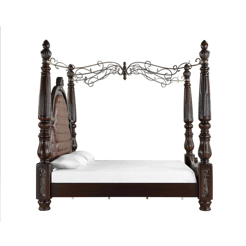 Lit à baldaquin Gweni New Classic Furniture, noyer et marron