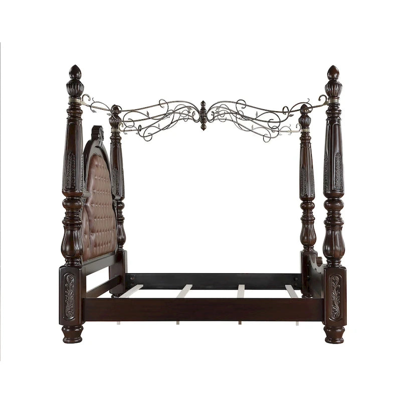 Lit à baldaquin Gweni New Classic Furniture, noyer et marron