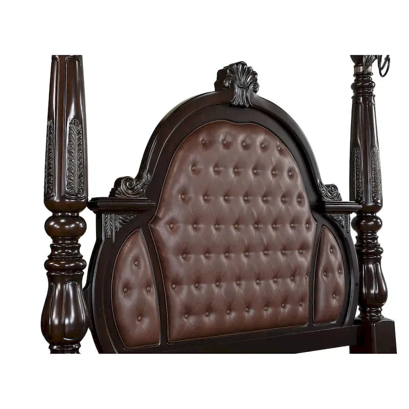 Lit à baldaquin Gweni New Classic Furniture, noyer et marron