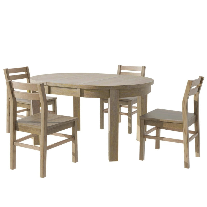 Ensemble de salle à manger 5 pièces extensible rond de style ferme Merax
