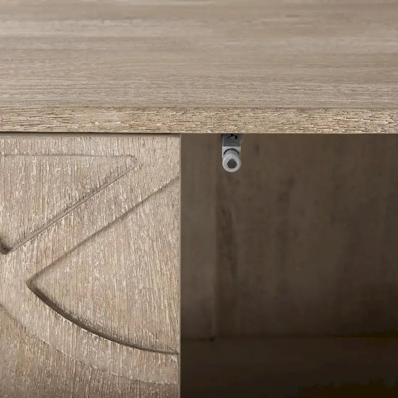 Meuble d'appoint Rivien en bois massif marron clair avec cadre en métal noir à 2 portes