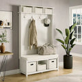 Vestiaire en bois massif John Louis Home avec range-chaussures et deux bacs de rangement