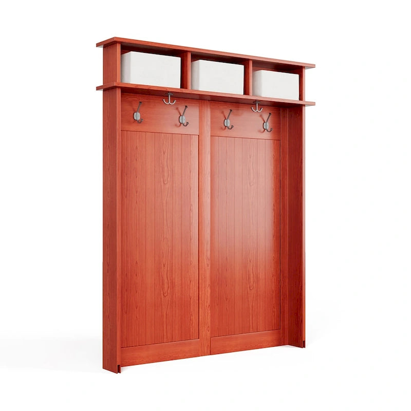 Vestiaire en bois massif John Louis Home avec range-chaussures et deux bacs de rangement