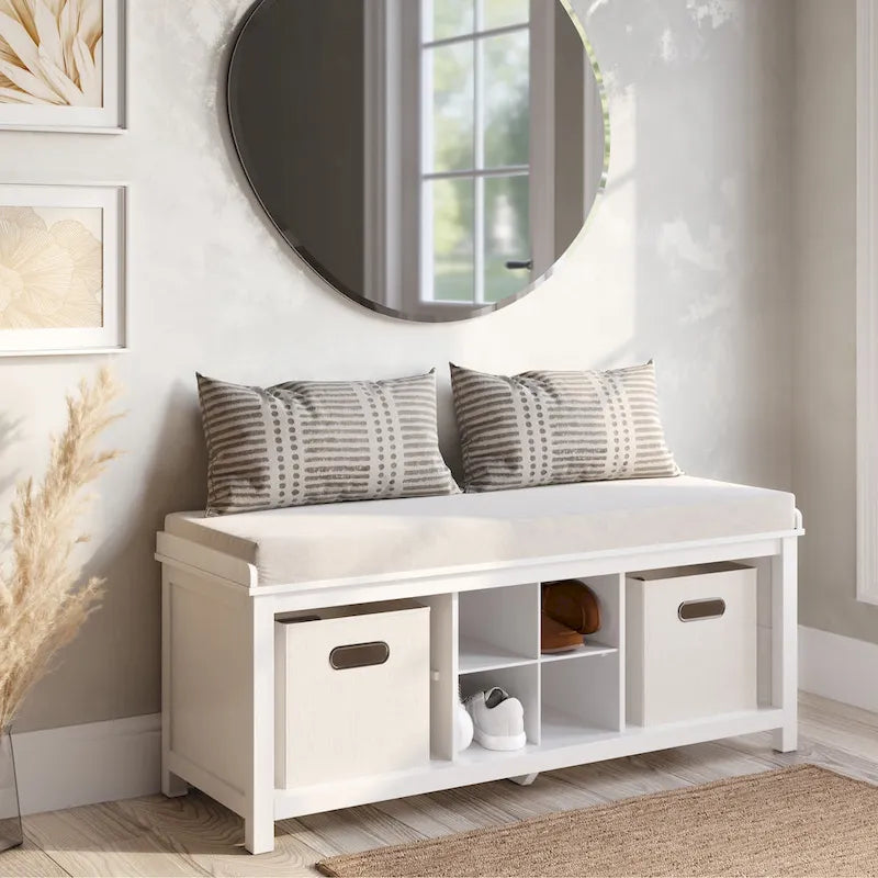 Vestiaire en bois massif John Louis Home avec range-chaussures et deux bacs de rangement