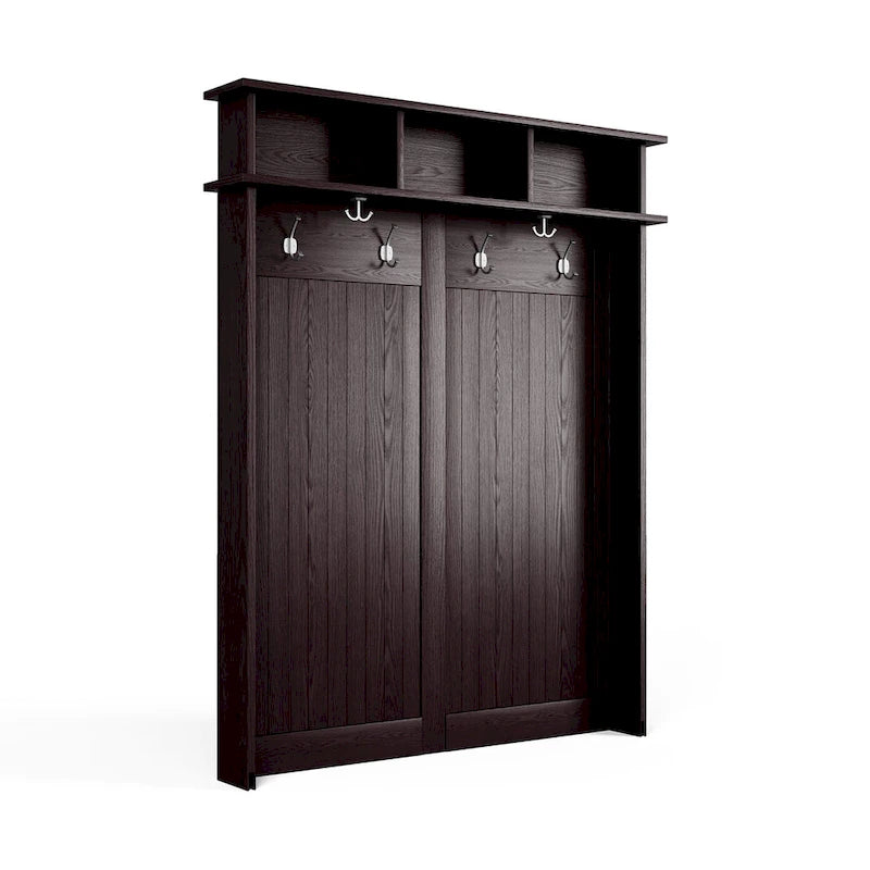 Vestiaire en bois massif John Louis Home avec range-chaussures et deux bacs de rangement