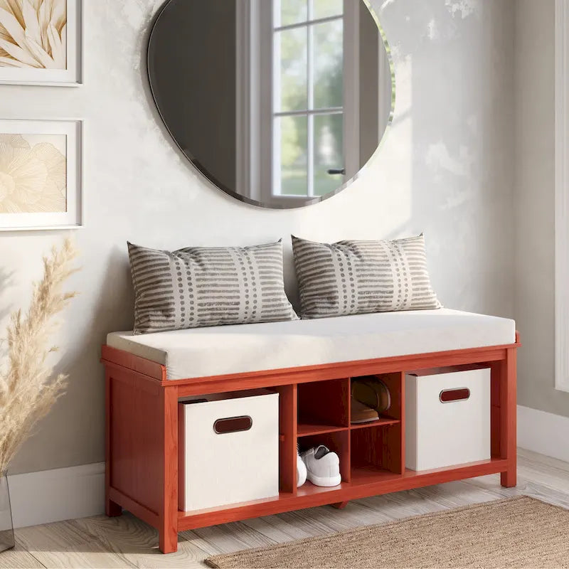 Vestiaire en bois massif John Louis Home avec range-chaussures et deux bacs de rangement