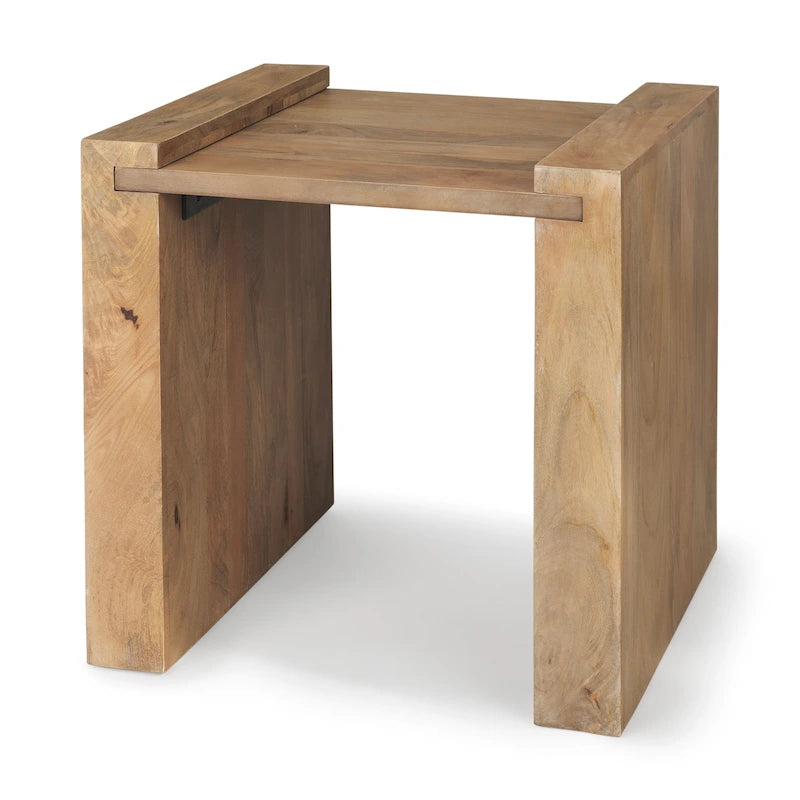 Table d'appoint carrée en bois massif marron clair Athélia