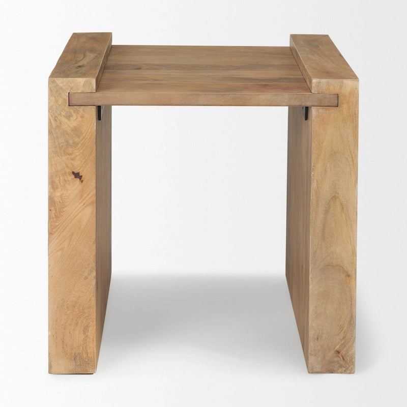Table d'appoint carrée en bois massif marron clair Athélia