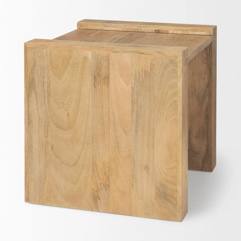 Table d'appoint carrée en bois massif marron clair Athélia