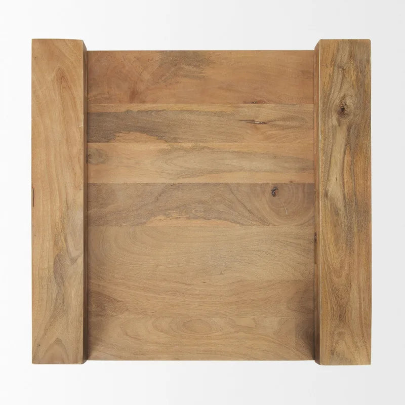 Table d'appoint carrée en bois massif marron clair Athélia