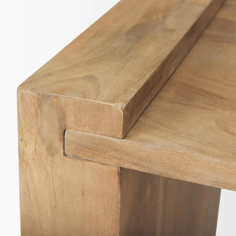Table d'appoint carrée en bois massif marron clair Athélia