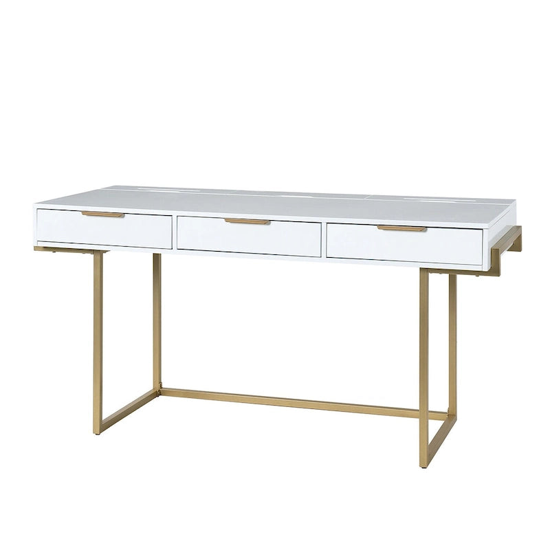 Bureau à 3 tiroirs Patricia Modern avec ports USB et prise par HULALA HOME