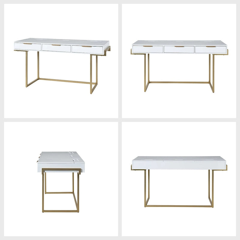 Bureau à 3 tiroirs Patricia Modern avec ports USB et prise par HULALA HOME