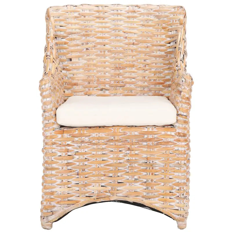 SAFAVIEH Cheryle Fauteuil à oreilles en osier marron délavé (entièrement assemblé) - 26 L x 23 P x 34 H - 26Wx23Dx34H