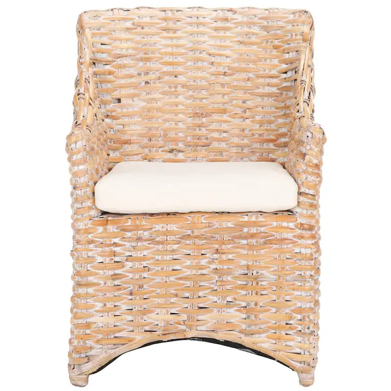 SAFAVIEH Cheryle Fauteuil à oreilles en osier marron délavé (entièrement assemblé) - 26 L x 23 P x 34 H - 26Wx23Dx34H