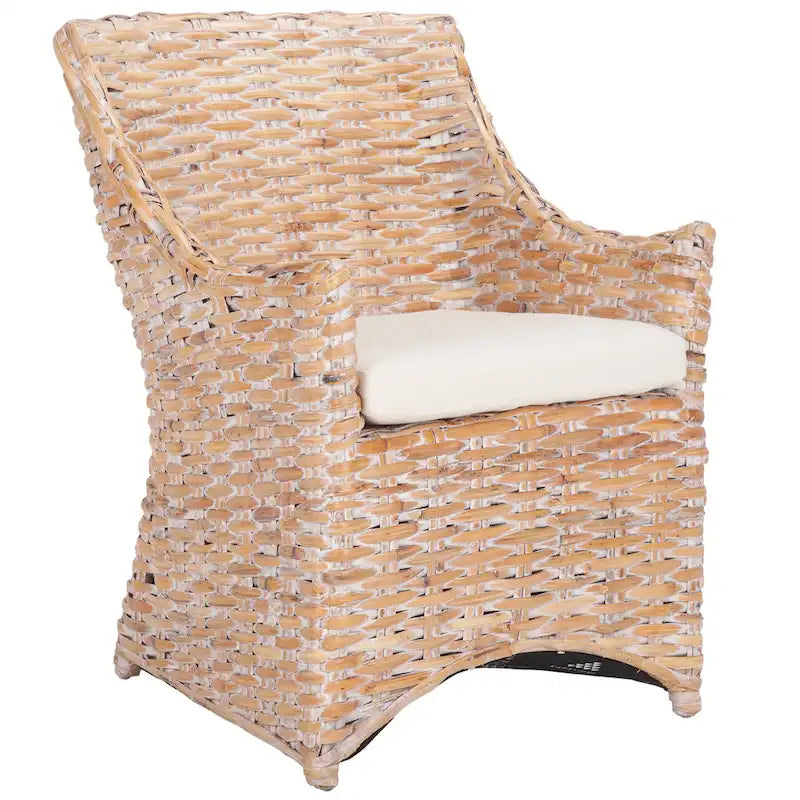 SAFAVIEH Cheryle Fauteuil à oreilles en osier marron délavé (entièrement assemblé) - 26 L x 23 P x 34 H - 26Wx23Dx34H