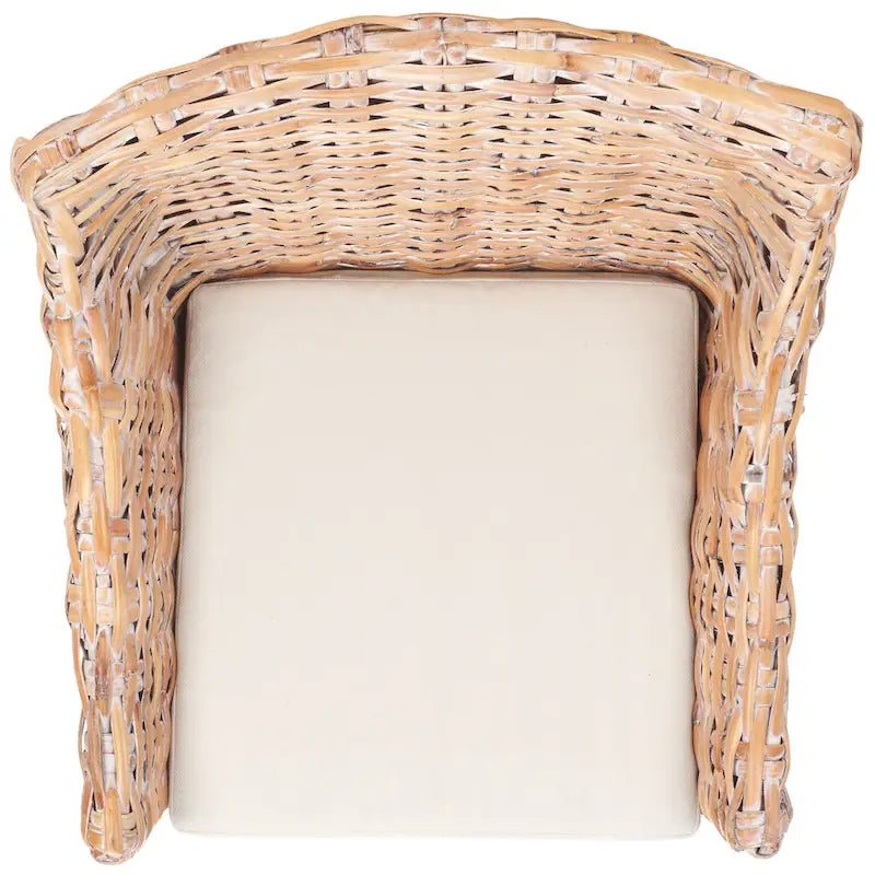 SAFAVIEH Cheryle Fauteuil à oreilles en osier marron délavé (entièrement assemblé) - 26 L x 23 P x 34 H - 26Wx23Dx34H